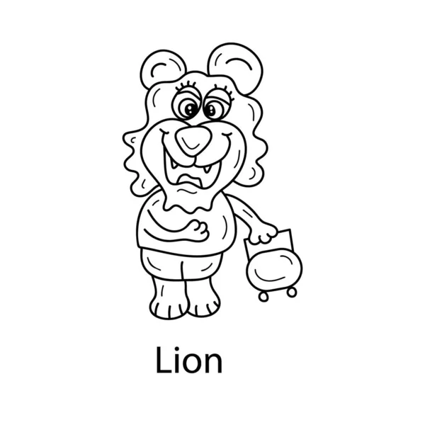 ライオン動物の手描き文字 — ストックベクタ