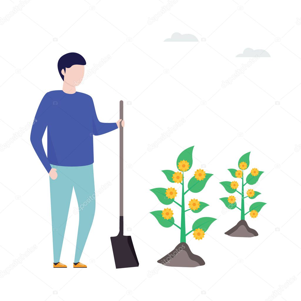 Illustration design of a gardener 