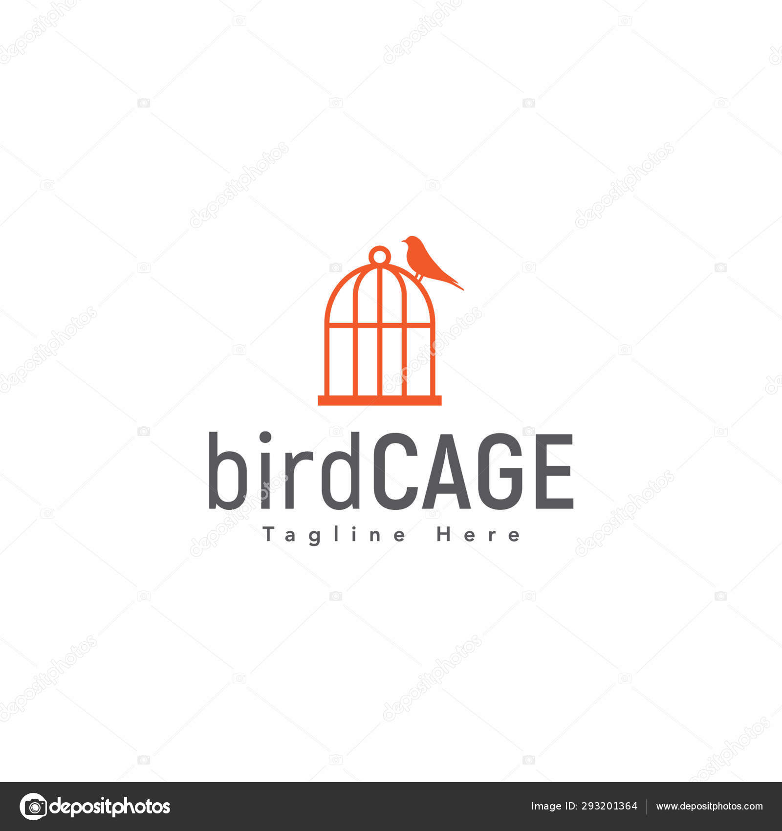 Editable Creative Bird Cage Logo Design Stock Vector Image by