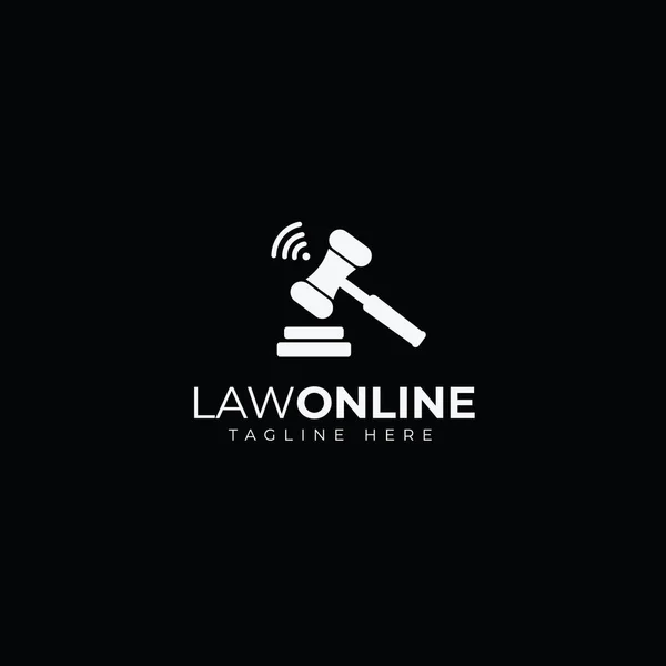 Law Online Vector Logo Met Gavel Een Bewerkbare Tekstruimte Firmanaam — Stockvector