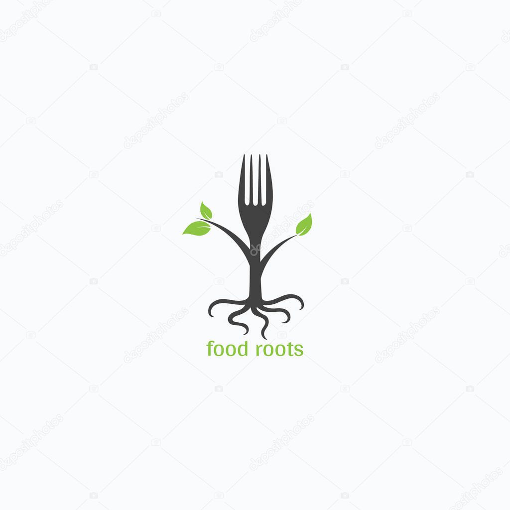Simple Yet Stunning Logo Design Of Fork With Roots Symbolising Food Business Perfect To Brand Yourself In Food Industry If You Are Looking For An Amazing Logo Vector Take A Look