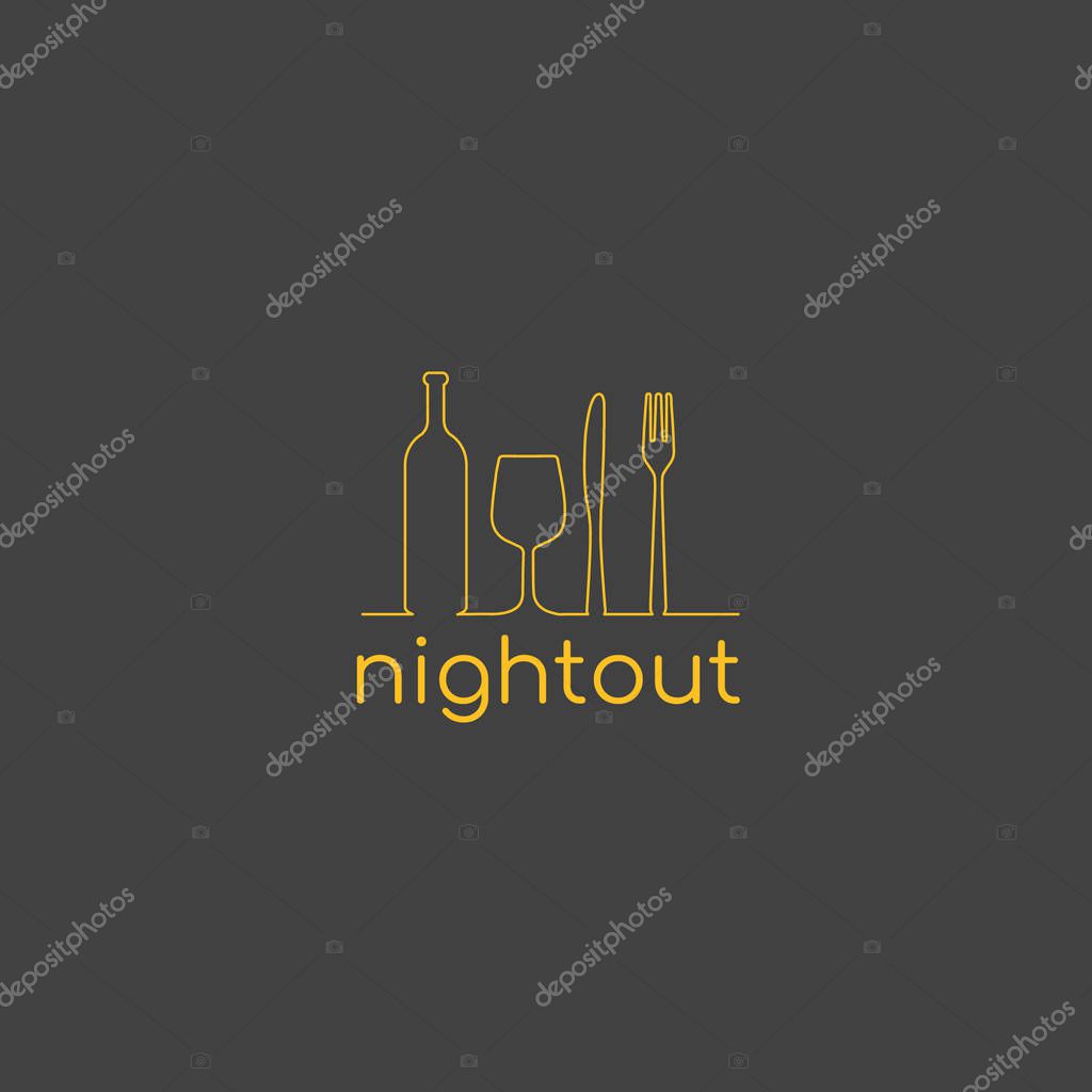 Are you looking for a night out logo? Simple yet stunning logo design to brand yourself in food industry. Take a look at this food logo. It is editable and customizable as per your requirements. 