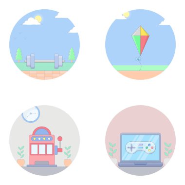 Editable kalitede oyun ekipmanları vektörleri olan tasarım projeniz için oyun araçları makineleri görselleri ayarlayın. Mutlu İndirme! 