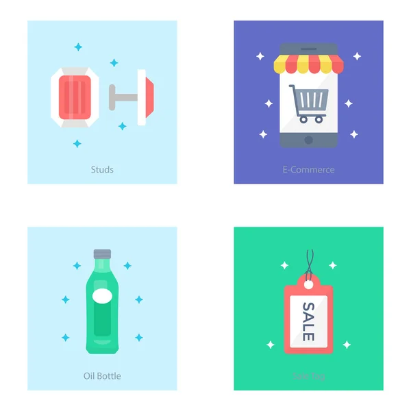 Looking Shopping Flat Icons Set Your Online Business Youre Right — Stock Vector