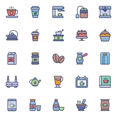 Kahve ve çay simgeleri paketi tasarım projeleri layık yapmak için burada. Bu kafe ile ilgili simgeler ihtiyacınıza göre değiştirilebilir. Onları şimdi tut.!