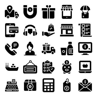 Online iş için e-ticaret simgeleri arıyorsunuz. Doğru yerdesin. Burada alışveriş kategorisini bir araya geldik. Keyfini çıkarın.