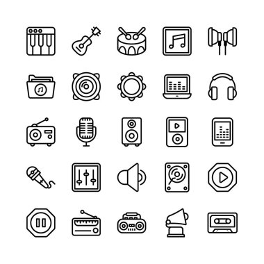 Tasarım projeniz için müzik ve ses hattı simgeleri paketini sıyoruz. Kullanılabilir vektörlerin tasarım gereksinimleriniz için kullanımı kolaydır. Bu kümeyi tutun ve ilişkili alanda kullanın. 