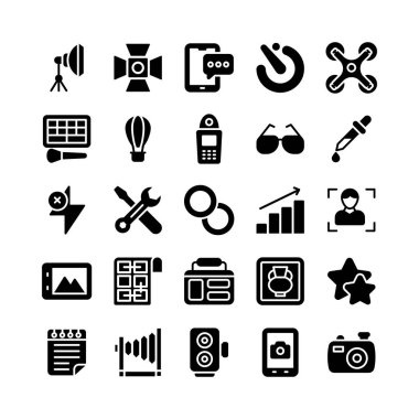 Dijital fotoğrafçılığın yaratıcı glyph simgeleri paketi türünün tek bir parçasıdır. Bu dizideki her simge çok iyi tasarlanmıştır. Bu kapmak için ayarlanmış olması gerekir!