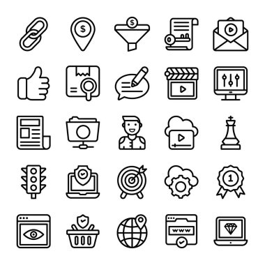 Seo optimizasyon hattı simgeleri kolaylığı için çekici vektörler sahip paketi. Bu düzenleme kümesini ve kullanımı ilişkili alanda tutun.