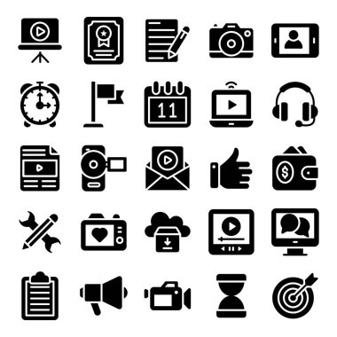 Video bloglama ve copywriting katı simgeler paketi burada online dergi ve bir sonraki proje için diğer birçok ilgili görseller sahip. Şimdi tutun ve indirmekeyfini çıkarın! 