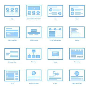 Burada web tasarım düz simgeleri görsel en iyi tasarımı ile ayarlanır sunuyoruz. Değiştirilebilir vektörlerin kullanımı kolaydır. Eğer bu seti tutarsanız sizin için uygun olduğunu hissedeceksiniz. 