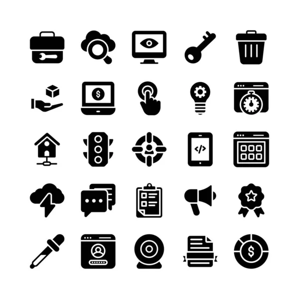 Präsentieren Wir Fantastische Web Programmierglyphen Icons Editierbare Symbole Sind Für — Stockvektor