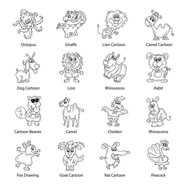 Estamos Presentando Animales Dibujos Animados Conjunto Los Vectores Editables Son — Vector de stock