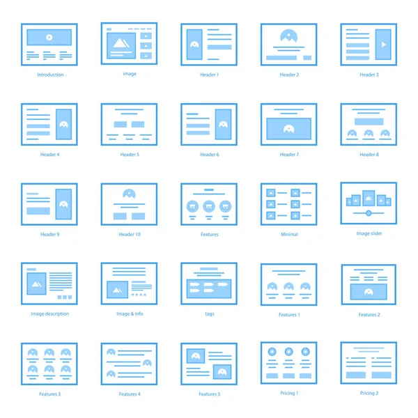 Here Offering Web Wireframe Flat Icons Pack Best Design Visuals — Stock Vector