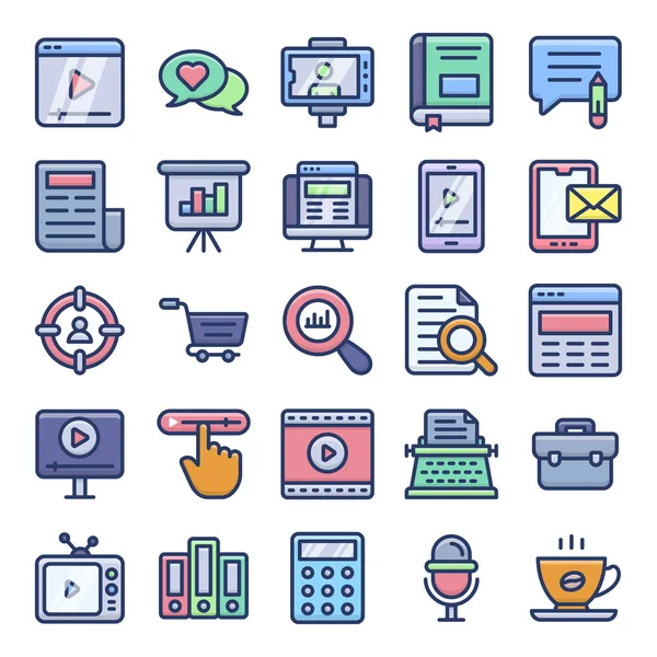 Copywriting Blogging Flat Icons Pack Here Having Online Journals Many Gráficos Vectoriales