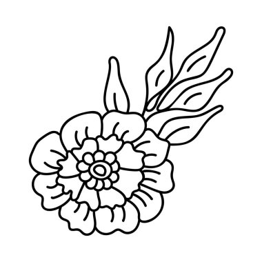 Çizim tasarımında gül bitkisi vektörü 
