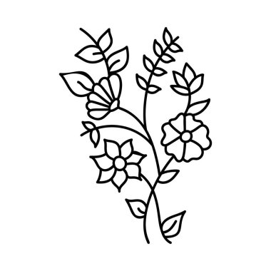 Çizim tasarımında gül bitkisi vektörü 