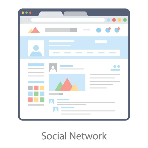Ikone Des Sozialen Netzwerks Flachen Design — Stockvektor