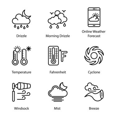 Hava durumu güncellemeleri Çizgi simgeleri büyüleyici ve göz yatıştırıcı simgeleri olan paketi bu düzenlenebilir kaliteli görseller ile daha iyi bir şekilde sizi büyülemek için buradayız. Hava tahmini görselleri o. Şimdi tutun! 