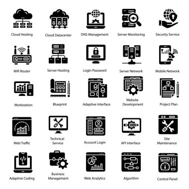 Burada görselenin en iyi tasarımı ile belirlenen seo katı simgeler sunuyoruz. Değiştirilebilir vektörlerin kullanımı kolaydır. Eğer bu seti tutarsanız sizin için uygun olduğunu hissedeceksiniz. 