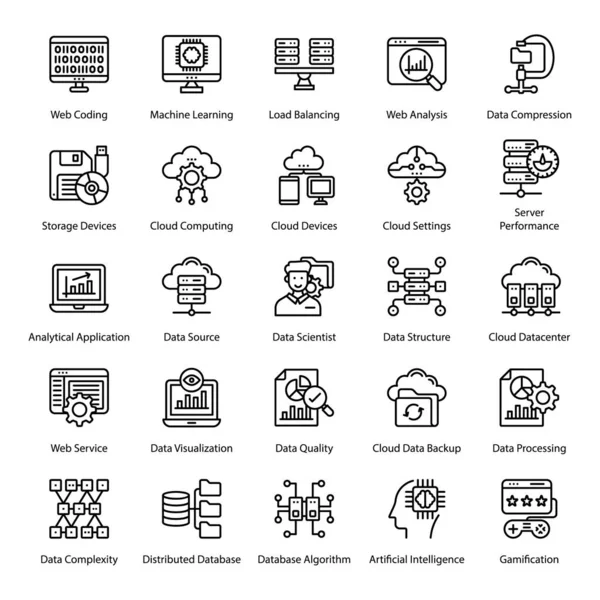 Das Big Data Line Icons Pack Ist Für Ihr Designprojekt — Stockvektor