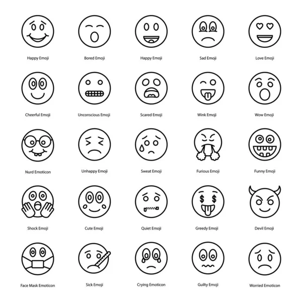 Aquí Hay Paquete Emoticonos Con Una Variedad Diferentes Emoticonos Con — Vector de stock