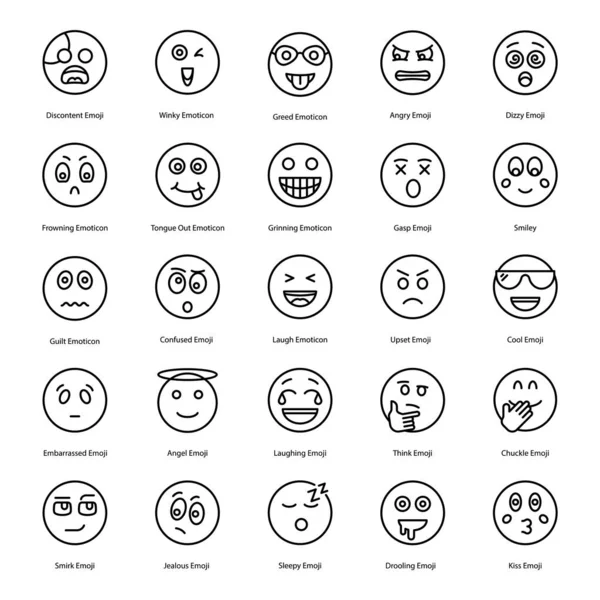 Aquí Está Una Colección Emoticonos Con Una Variedad Diferentes Emoticonos — Vector de stock