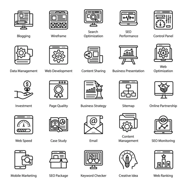 Hier Bieten Wir Seo Line Icons Pack Mit Bestem Design — Stockvektor