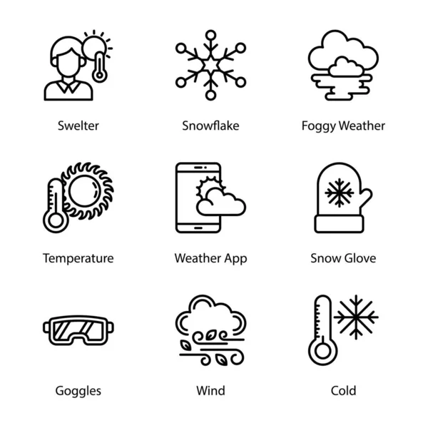 Los Iconos Línea Climática Meteorológica Tienen Iconos Fascinantes Calmantes Para — Vector de stock