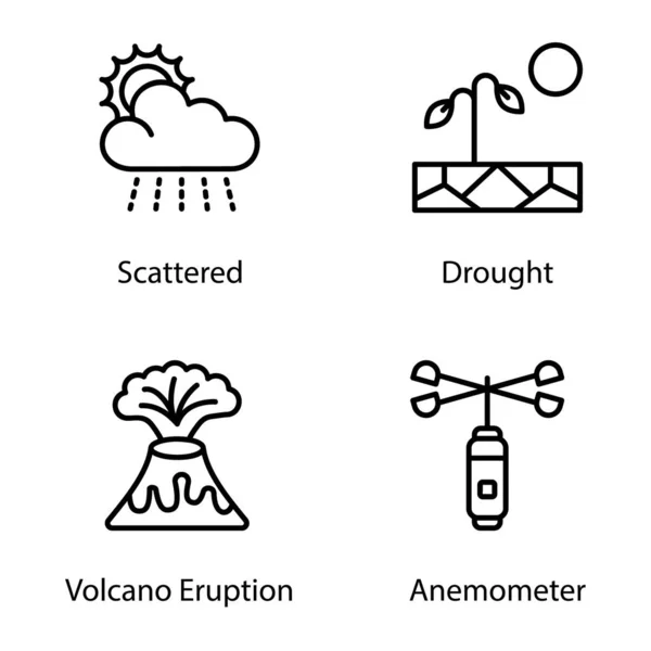 Wetterkonditionszeilensymbole Mit Hypnotisierenden Und Augenberuhigenden Symbolen Sind Hier Sie Auf — Stockvektor