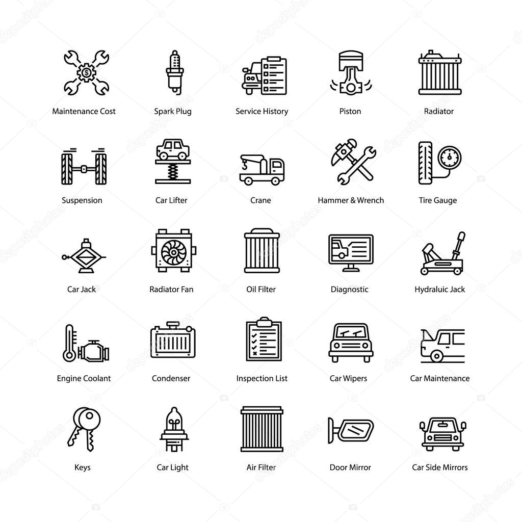 Look here is auto maintenance, car service, car repair icons pack. Editable vectors are easy to use. 
