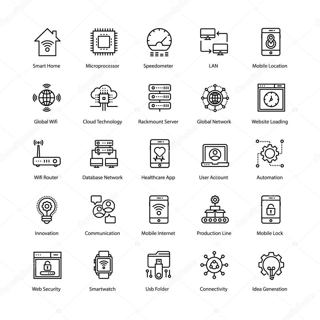 Here we are offering internet of things icons pack to meet your design needs. Editable vectors are worthy and easy to use. Hold it now! 