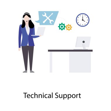 Teknik destek illüstrasyon tasarımı vektörü.