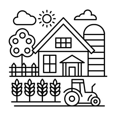 Ahır ev hattı vektör illüstrasyon tasarımı