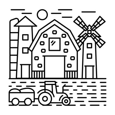 Kırsal çizgi vektörünün illüstrasyon tasarımı