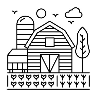 Ahır ev hattı vektör illüstrasyon tasarımı