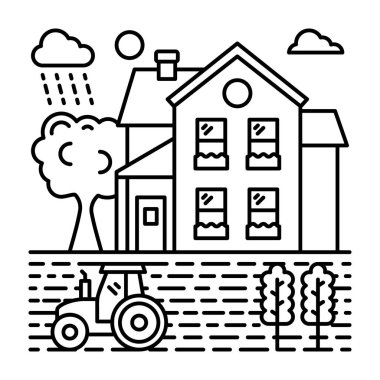 Kırsal ev hattı vektör İllüstrasyon tasarımı