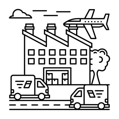 Satır çiziminde teslimat van vektörü 