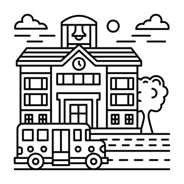Çiftlik evi vektörünün çizgi tasarımı illüstrasyonu