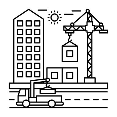 İllüstrasyon tasarımında kule vinç vektörü.