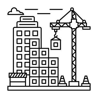 İllüstrasyon tasarımında kule vinç vektörü.
