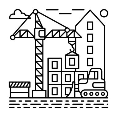 İllüstrasyon tasarımında kule vinç vektörü.