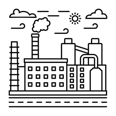 Enerji santralinin illüstrasyon tasarımı.