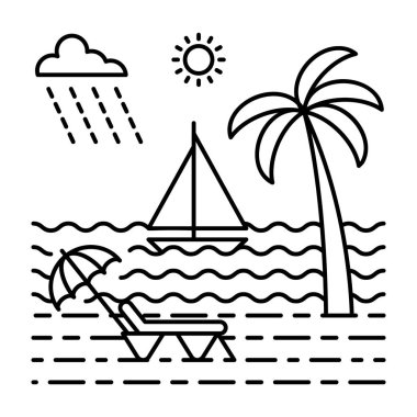 Çizgi illüstrasyon tasarımında şezlong vektörü.