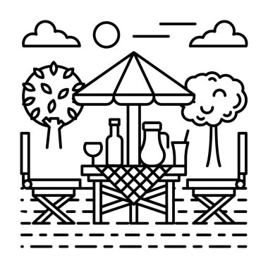 Çizgi çiziminde veranda vektörü 