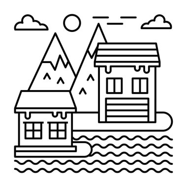 Sahil evi illüstrasyon tasarımı vektör tasarımı.