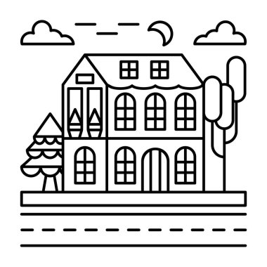 Satır illüstrasyon tasarımında ev vektörü.