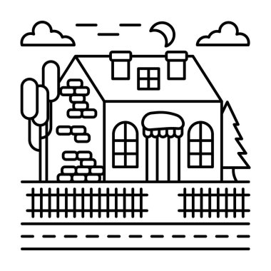 Çizgi illüstrasyon tasarımında hut vektörü.