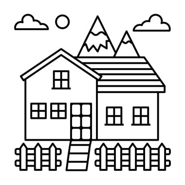 Ahır ev hattı vektör illüstrasyon tasarımı