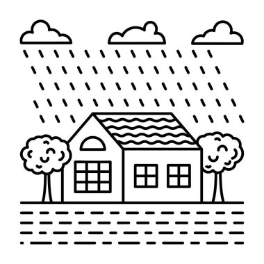 Çizgi illüstrasyon tasarımında yağış vektörü